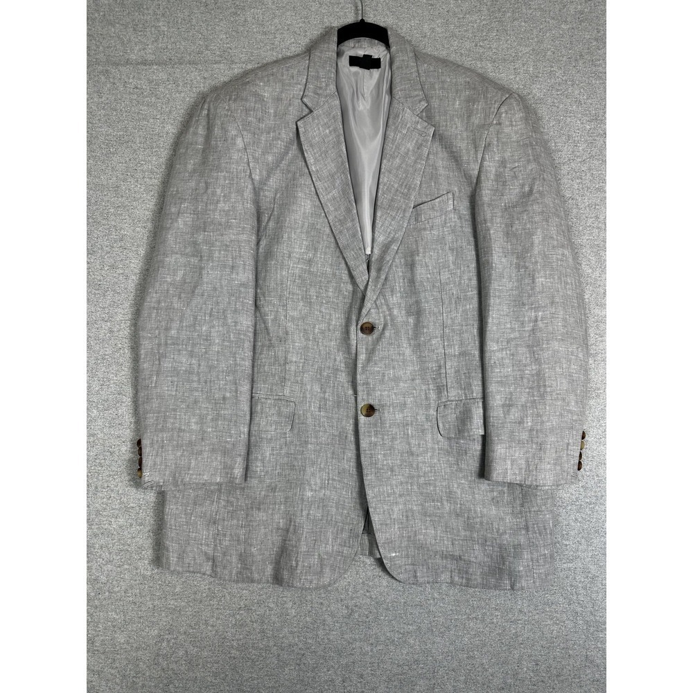 Club Room Blazer Mens XL Light Gray 100% Linen Two Button Sport Coat Jacket